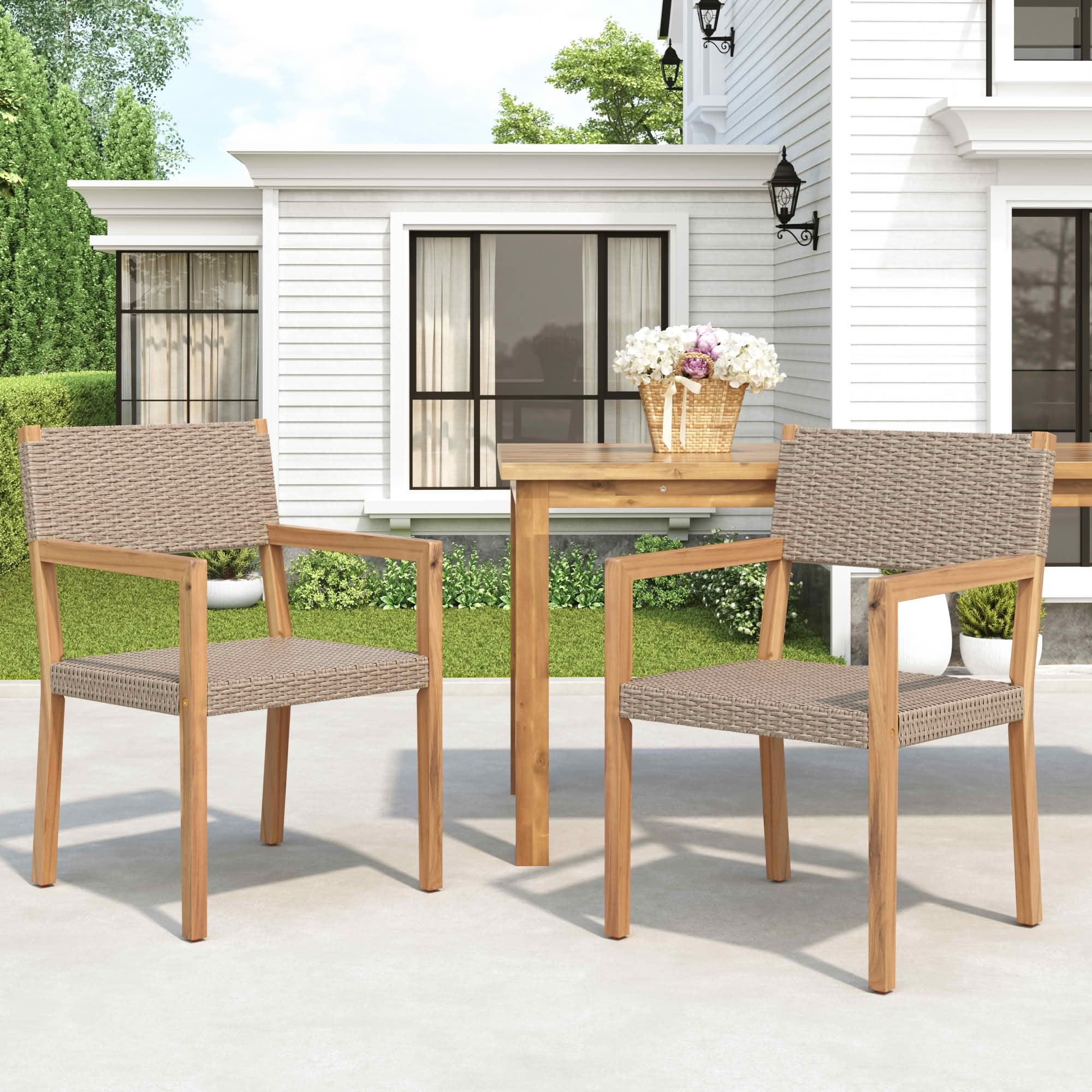 MAYEERTY 2-Piece Weather-Resistant Wicker Patio Chairs with Easy Assembly