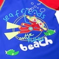 thumbnail image 5 of Boys Swimsuit Kids Lightweight Quick Drying Swimwear Color Block Crew Neck Short Sleeve Protective One Piece Swimsuit for Play with Cap Blue 5 Years-6 Years, 5 of 5