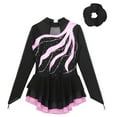 thumbnail image 3 of YONGHS Kids Girls Mesh Splice Figure Ice Skating Dress Ballet Dance Leotard Dress with Hair Band Pink 6, 3 of 7