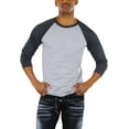 thumbnail image 6 of ToBeInStyle Mens Sleeved Baseball Inspired Classic Shirt Tee - 3/4 Sleeve - Charcoal Grey/Heather Grey - Large, 6 of 7