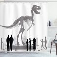 thumbnail image 1 of Ambesonne Dinosaur Shower Curtain, People Look at T-Rex, 69"Wx75"L, Dimgrey Black White, 1 of 3