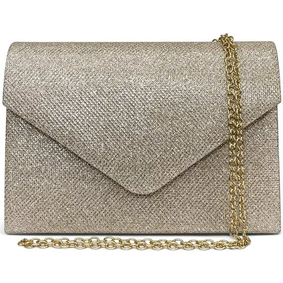 Geiomoo Clutch Glitter Evening Bag, Sequins Handbags Ladies Purse with Detachable Chain Strap for Wedding Cocktail Party
