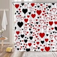 thumbnail image 2 of Valentine''s Day Shower Curtain Black Red Love Heart Romantic Sweetheart Couple Lover Fabric Decorative Bathroom Curtains with Hooks,Black Red, 2 of 3
