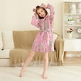thumbnail image 3 of FORMRS Niños Bathrobe Unisex Hooded Robe Soft Plush Pajamas Sleepwear, Size 7-9T, Pink Gingerbread House, 3 of 7