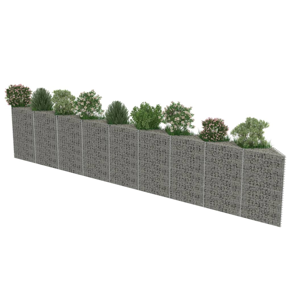 vidaXL Gabion Basket with Lids Galvanised Wire Retaining Wall Edging Cages 
