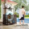 thumbnail image 3 of Outsunny Rattan Pool Float Storage Organizer, Wheeled Pool Caddy with Basket Shelf Towel Bars, Mixed-Brown, 3 of 9