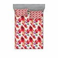 thumbnail image 2 of Ambesonne Flower Fitted Sheet & Pillow Sham Set, Watercolor Romance Art, Twinxl, Blue Red, 2 of 3