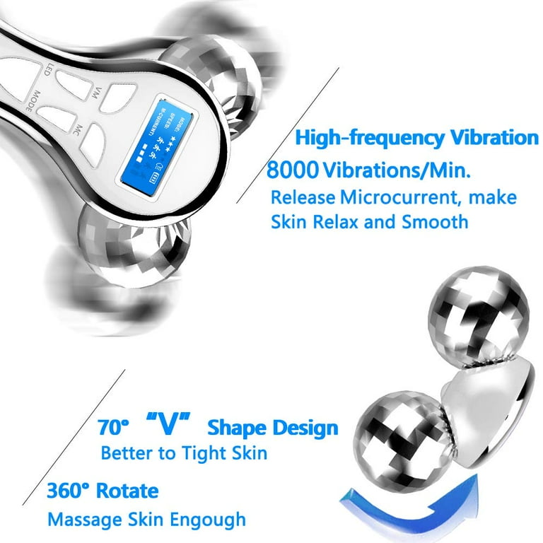4D Microcurrent Face Massager Roller,Electric Rechargeable