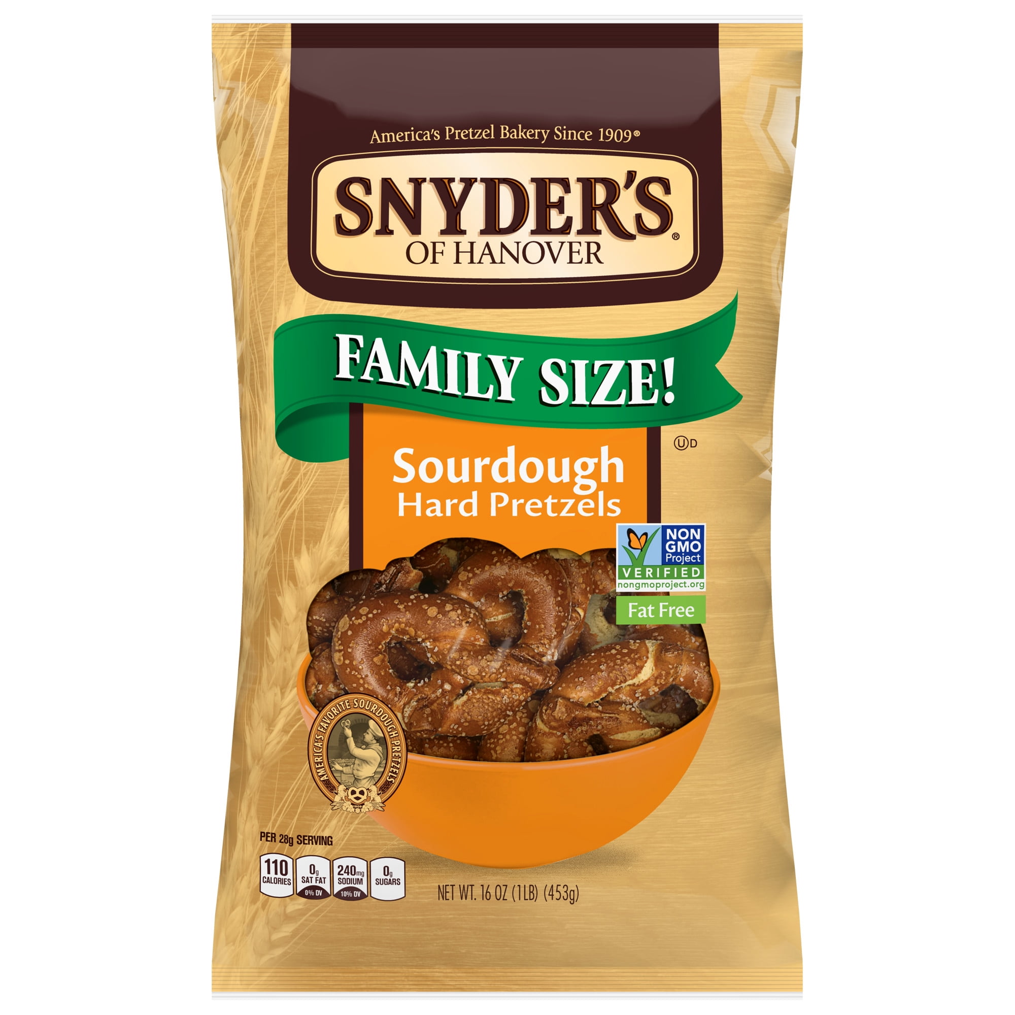 Snyder's Pretzels, Sourdough Hard Pretzels, 16 Ounce Bag