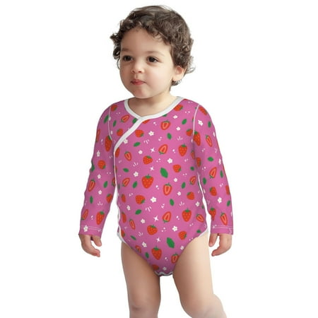 

Fotbe Strawberry Floral Pattern Unisex-baby Long-sleeve Bodysuit Long Sleeve Bodysuits One-piece 100% Organic Cotton for Infant Baby Boys Unisex-6 Months
