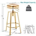 thumbnail image 3 of Metal Bar Stools Set of 2, Modern Backless Adjustable Swivel Counter Height Barstools with Bullnosed Seat, Hoop Footrest, Rubber Pads for Kitchen Island, Bar, Dining or Pub (Gold), 3 of 12