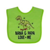 Inktastic Nana and Papa Love Me Dinosaur Grandson Boys Baby Bib