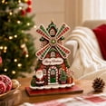 thumbnail image 5 of Christmas Wooden Windmill House,2D Gingerbread Style Christmas Tabletop Ornament for Mantel Shelf,Holiday Home Decor for Office Party Gift,5.9 Inch, 5 of 8