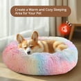 thumbnail image 6 of Sasttie 36in Calming Donut Dog Bed, Washable Round Plush Faux Fur Pet Bed, Rainbow, 6 of 7