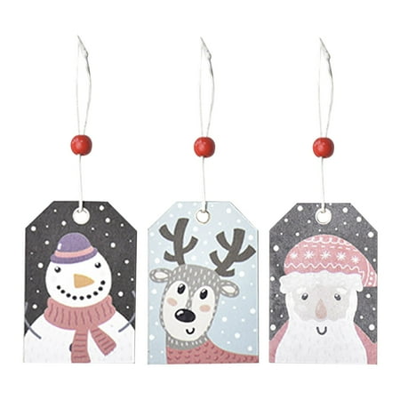 

Veki 3PCS Christmas Decoration Supplies Wooden Small Pendant Creative Painted Cartoon Pendant Ornaments Christmas Tree Accessories Small Gift Hanging Pig for Car