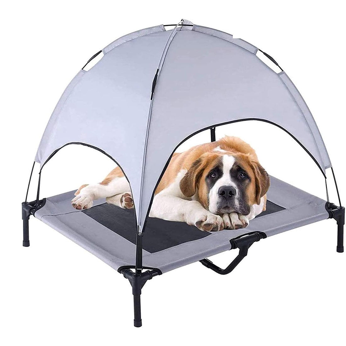 PawfectPals Portable Cooling Waterproof Elevated Heavy Duty Camping Pet Bed and Cot with Detachable Shade for Indoor and Outdoor use (Large)