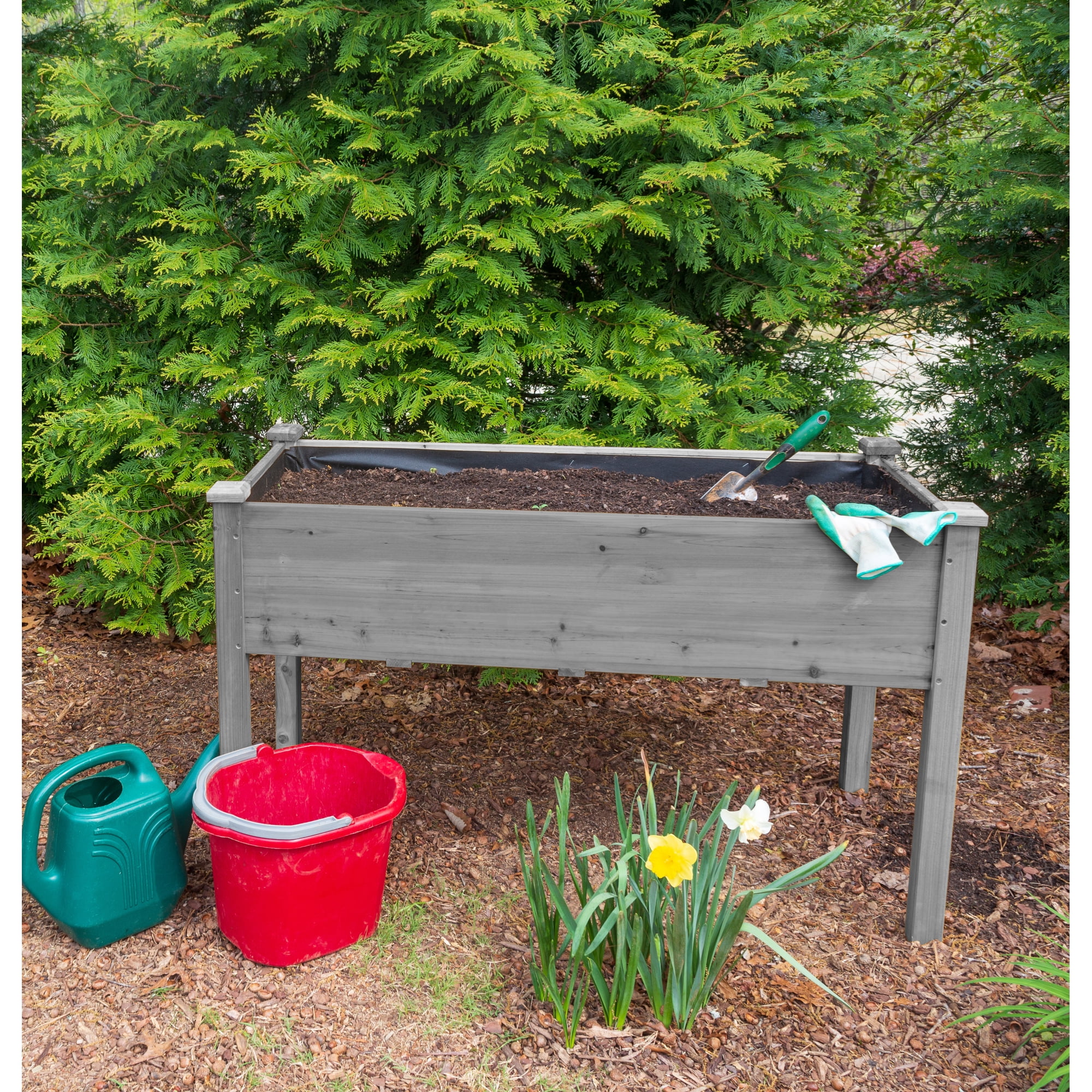 Jopath Grey Raised Garden Bed with Legs, Elevated Wooden Planter Box for Outdoor Plants Flowers Fruits Vegetable Herb Growing(48"x24"x30")