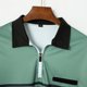 thumbnail image 3 of Ceisia Men's Color-Blocked Striped Zip-Up Short Sleeve Polo Shirt Casual Summer Top Green XL Gifts, 3 of 8