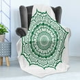 thumbnail image 4 of Green Mandala Soft Flannel Fleece Throw Blanket, Vintage Mandala Composition with Floral Folklore Design, Cozy Plush for Indoor and Outdoor Use, 50" x 60", Green and White, by Ambesonne, 4 of 5