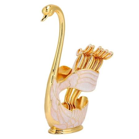 

Watris Veiyi Table Decor Practical Present Coffee Dessert Spoon Set European Style Elegant Swan Fruit Scoop Holder Decorative Tableware