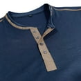 thumbnail image 7 of Mens Long Sleeve T Shirt Collarless Henley T Shirt Cotton T Shirts Golf Polo Shirts Dark Blue L, 7 of 7