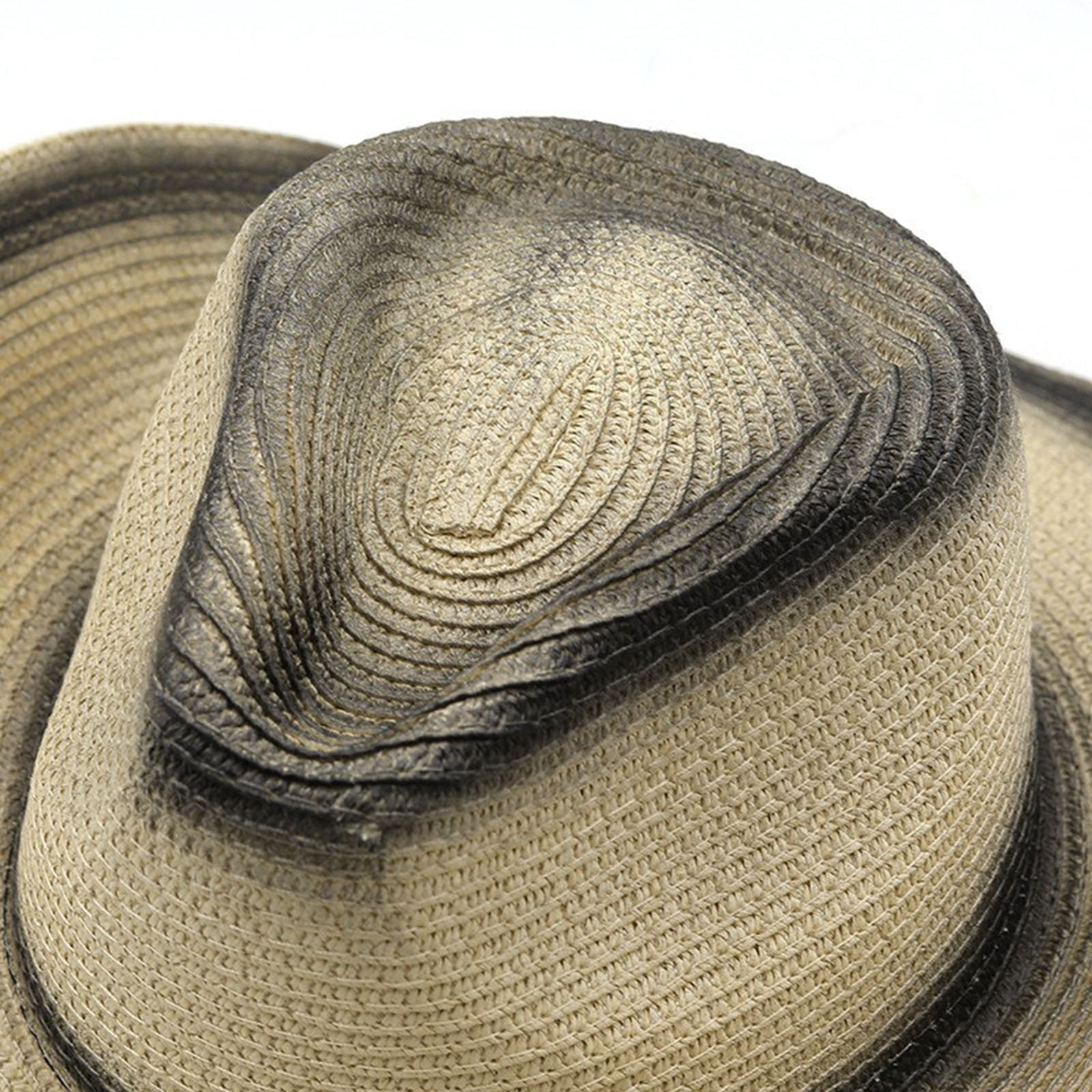 Straw Cowboy Hat Wide Brim Sun Hat For Men Women Panama Hat  display picture 1