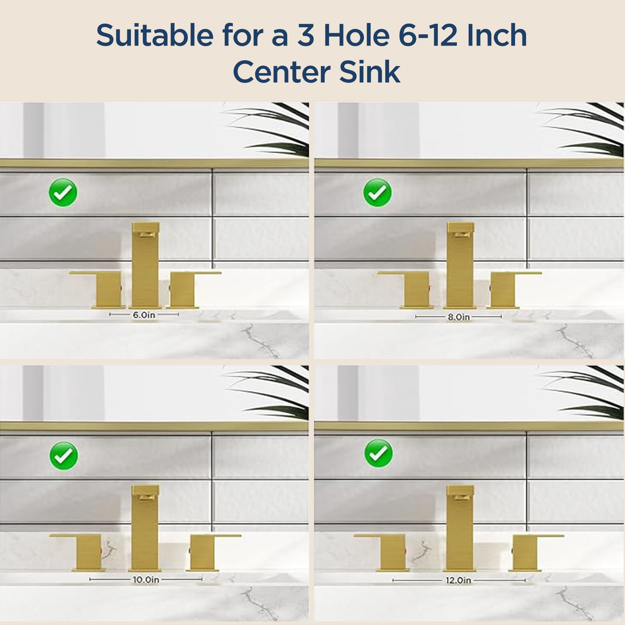 TVOFEK Bathroom Faucet 3 Hole, Gold Bathroom Sink Faucets 8 inch Widespread with Metal Pop up Drain and cUPC Hoses for Lavatory Vanity Restroom RV
