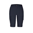 thumbnail image 4 of Cargo Shorts Women Knee Length Breathable Linen Bermuda Shorts with Pockets Elastic Waist Linen Capris Pedal Pushers Navy 2XL, 4 of 5