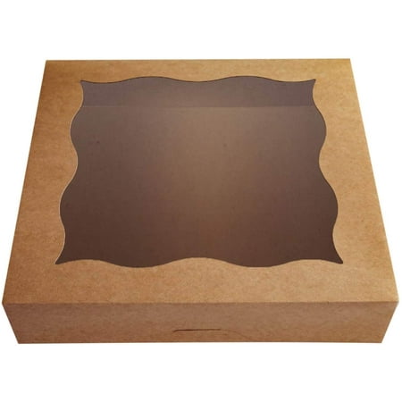 Bakery Boxes with PVC Window,12"x12"x3"inch for Pie and Cookies Boxes Small Natural Craft Paper ...