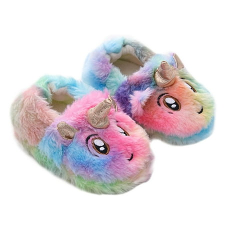 

NUOLUX 1 Pair of Unicorn Ornament Slippers Winter Warm Shoes Adorable Kids Slippers