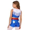 thumbnail image 4 of TiaoBug Kids Girls Western Cowgirls Outfits Cheerleading Crop Top with Metallic Shorts Set for Stage Performance Navy Blue 12, 4 of 7