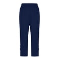 thumbnail image 4 of Hurxie Capris for Seniors Stretchy Buttery Soft Capri Leggings Athletic Workout Cropped Elastic High Waisted Yoga Pants Navy,L, 4 of 7