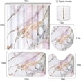 thumbnail image 2 of FMSHPON Marble Pink White 4 Piece Bathroom Set Shower Curtain Bath Rug Contour Mat and Toilet Lid Cover, 2 of 8