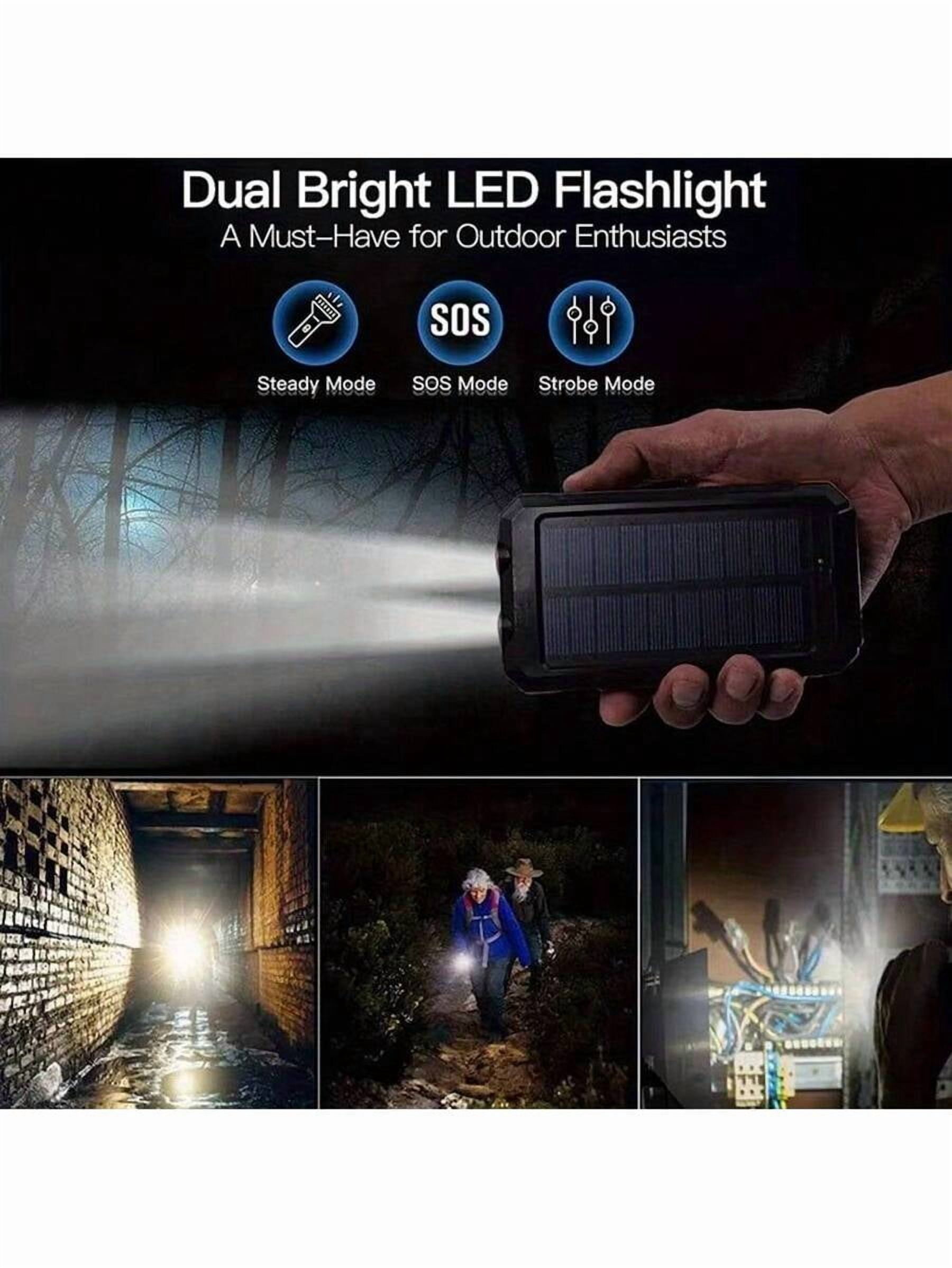 10000mAh Solar Charger Power Bank - Portable Solar Panel Charger with QC3.0 Dual USB - For Phones & Devices, Travel/Camping - LED Flashlight, Great Festival Gift