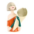 thumbnail image 1 of Bouquet Girl Figurilla Florero Escultura para estantería Escritorio Naranja Zulema Estatuilla de niña, 1 of 8