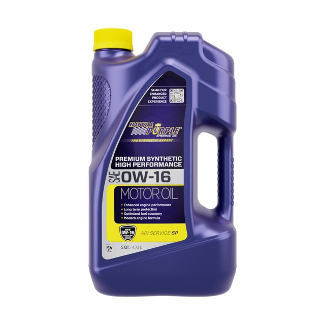 Aceite de motor Royal Purple 0W-16 sintético de alto rendimiento, 4,7 litros