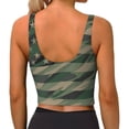 thumbnail image 3 of Haiem Jungle Green Camo USA Flag Pattern Womens Sports Bra - U Neck Padded Low Impact Yoga Bra Workout Crop Top Gym Moisture-Wicking Workout Vest -Medium, 3 of 9