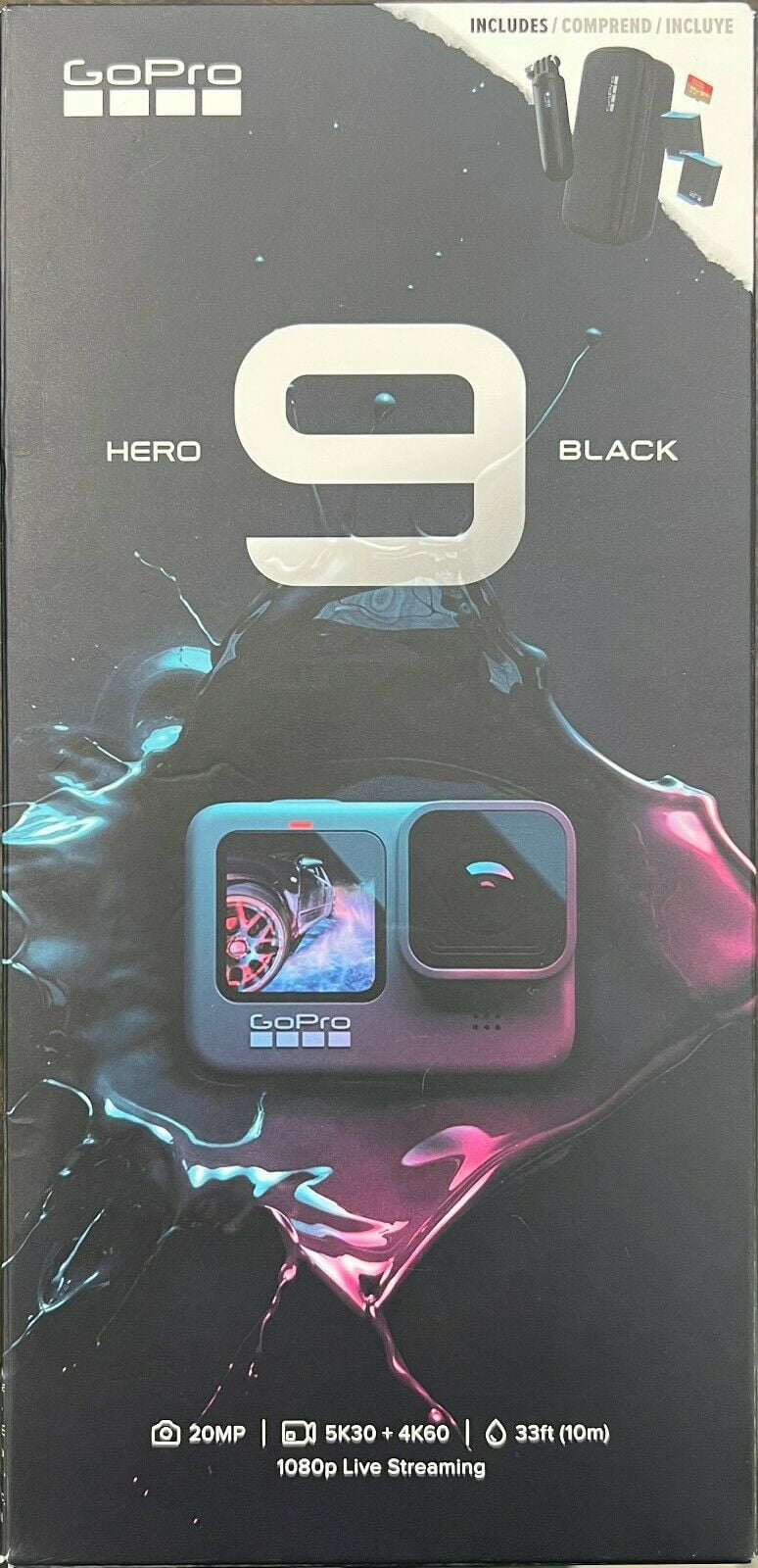 Brand New GoPro HERO9 Black Action Camera Bundle -- Extra Battery/Case/64GB  