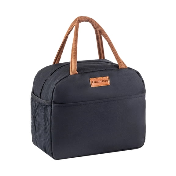 Lunch Tote | Insulated Fabric Leak Resistant Reusable Bag for Adult Work Office Picnic, Black Portable Lunch Bag