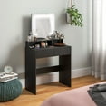 thumbnail image 2 of HOMCOM Makeup Vanity Desk with Mirror, 3 Colour LED Lights, Drawers, Black, 2 of 10