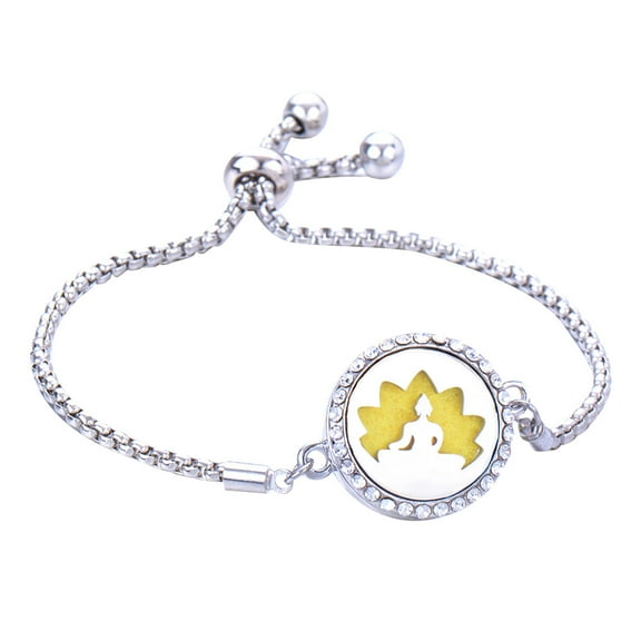 SUSHANG Hollow Out Aromatherapy Bracelet Diamond-Studded Titanium Steel Hollow Aromatherapy Oil Bracelet Perfume Bracelet