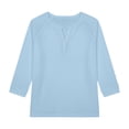 thumbnail image 4 of YunPes Girls 3/4 Sleeve Short Sleeve Shirts V Neck Girls Tee Teen Kids Casual Flowy Half Button Loose Blouse Summer Tops 3‐13 Years, 4 of 5