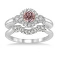 thumbnail image 2 of 1.25 Carat Morganite & Diamond Antique Three Stone Flower Halo Bridal Set in 14k White Gold morganite & diamond engagement ring, 2 of 2