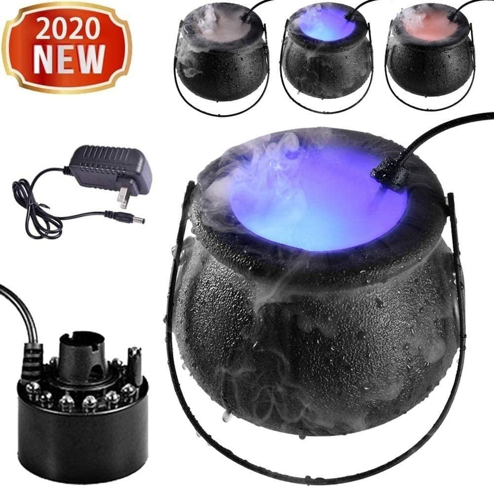 VERY100 Halloween Cauldron Mister Foggers Mist Maker Smoke Fog Machine Color Changing Party Prop