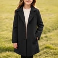 thumbnail image 4 of VEKDONE Girls Wool Blend Peacoat Single Breasted Lapel Mid Long Trench Coat with Pockets Kids Casual Warm Winter Overcoat Black,10-11Years, 4 of 9