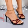 thumbnail image 6 of Hurxie Women's Strappy Kitten Heel Sandals Minimalist Open Square Toe Stilettos Heels Summer Dressy Party Prom Pumps Wine 8.5, 6 of 8