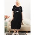 thumbnail image 3 of Women's Plus Size Nightgown Cat Print with Pocket Sleep Dress Sleepwear Black 4X, 3 of 6