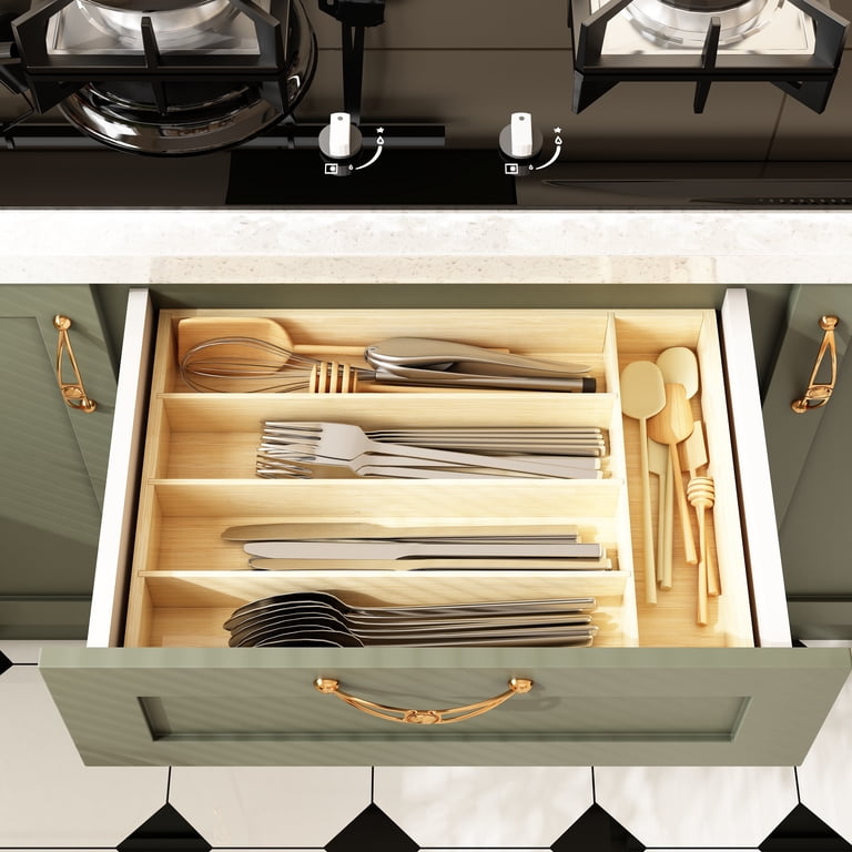 GARITIN Bamboo Silverware Organizer with 5 Compartments photo 6