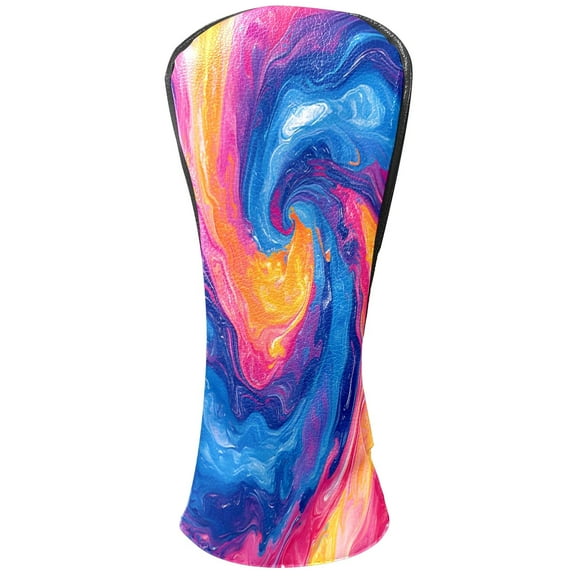 Golf Club Covers, Vibrant Swirl Premium PU Leather Driver Hybrid Putter Head Covers with Velvet Lining, Waterproof Golf Gifts for Men Women