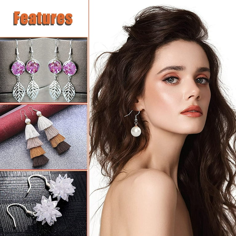 925 Sterling Silver Earring Hooks 200 PCS, Hypoallergenic Earring Hooks for  Jewelry Making, Fish Hook Earrings Making Kit, DIY Earring Findings